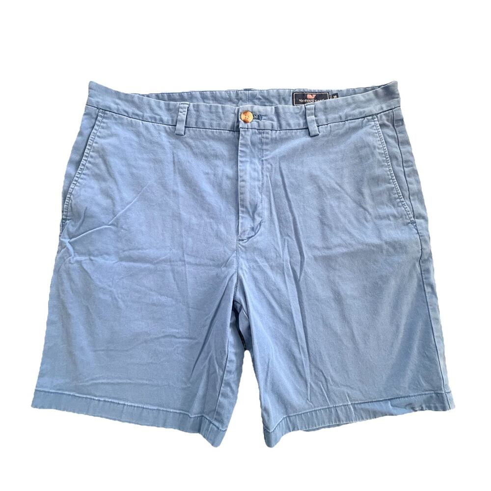 Vineyard Vines Men’s Blue Cotton Chino Shorts Solid Flat Front Button Sz 38